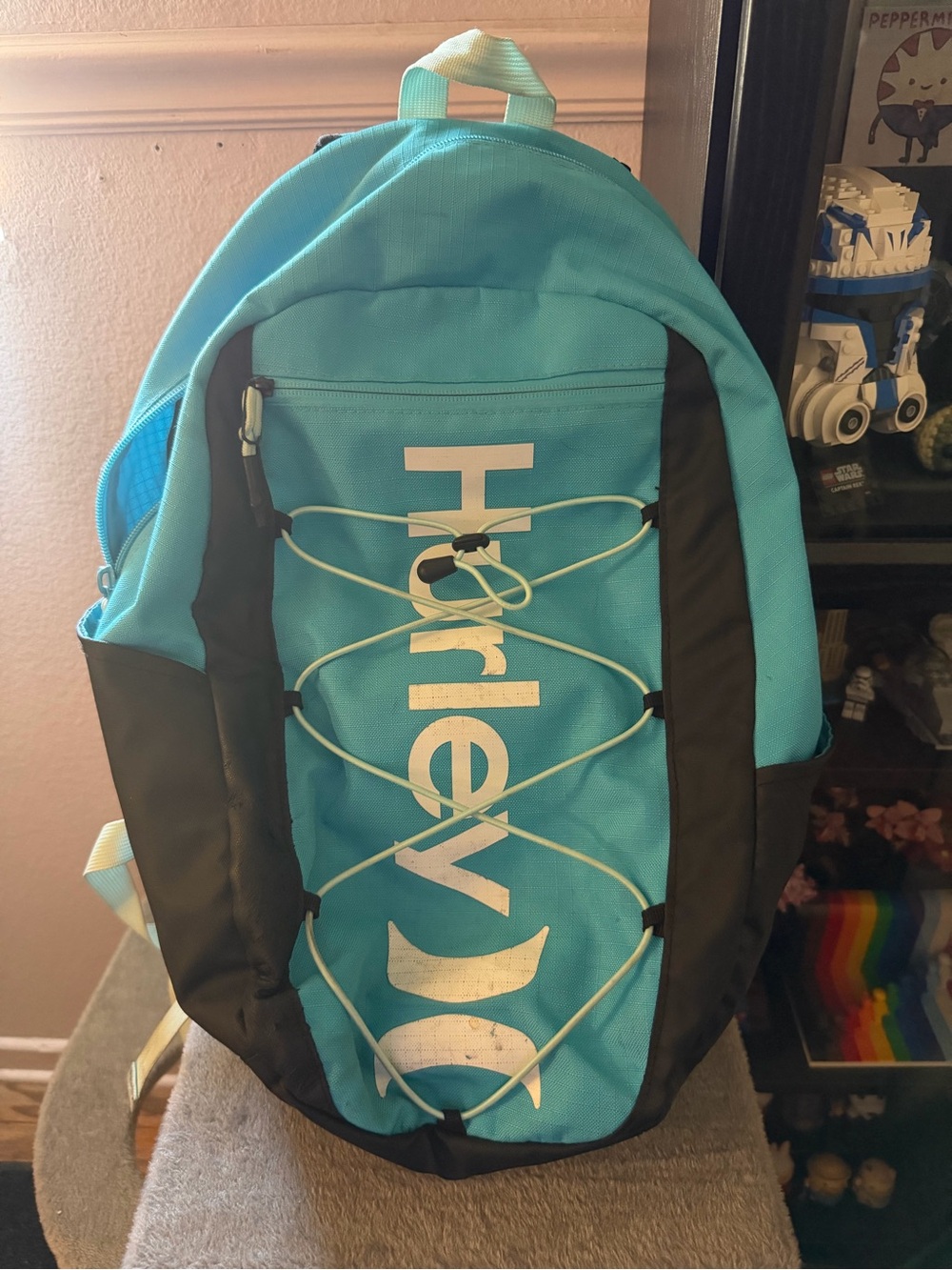 Hurley Teal and Black Bungee Front Backpack
